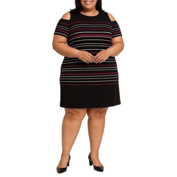 White House Black Market Striped Cold Shoulder Short Sleeve Dress Plus Size 3X - Picture 1 of 9